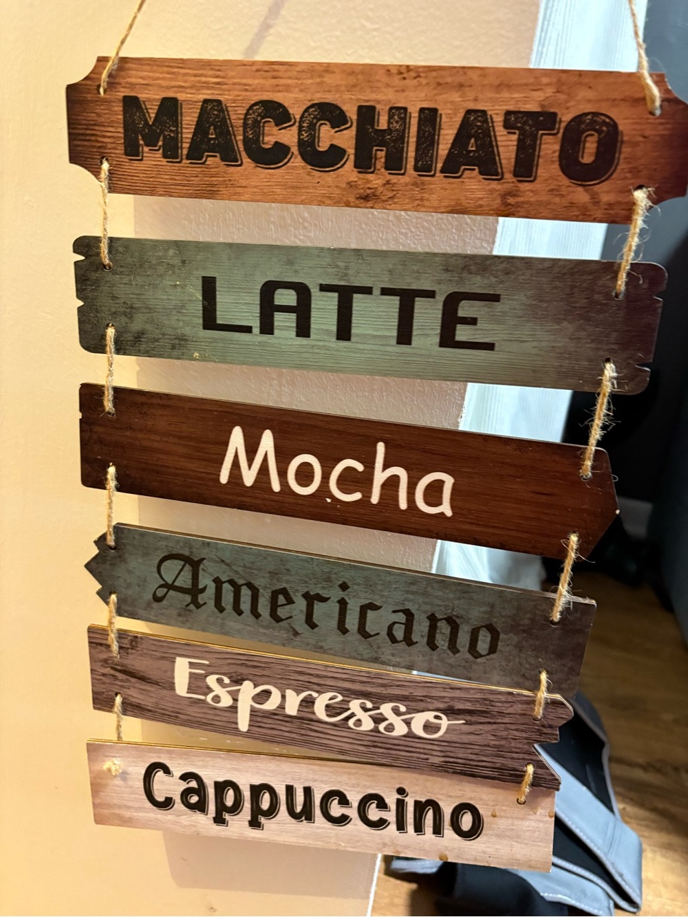 Rustic Coffee Menu Hanging Sign - Brown/Tan - Picture 5 of 5